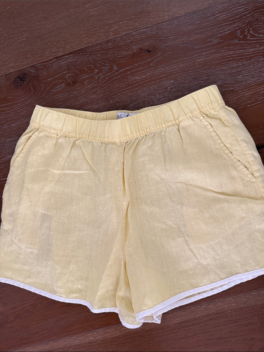 C&C California Pale Yellow Linen-Blend Athletic Shorts